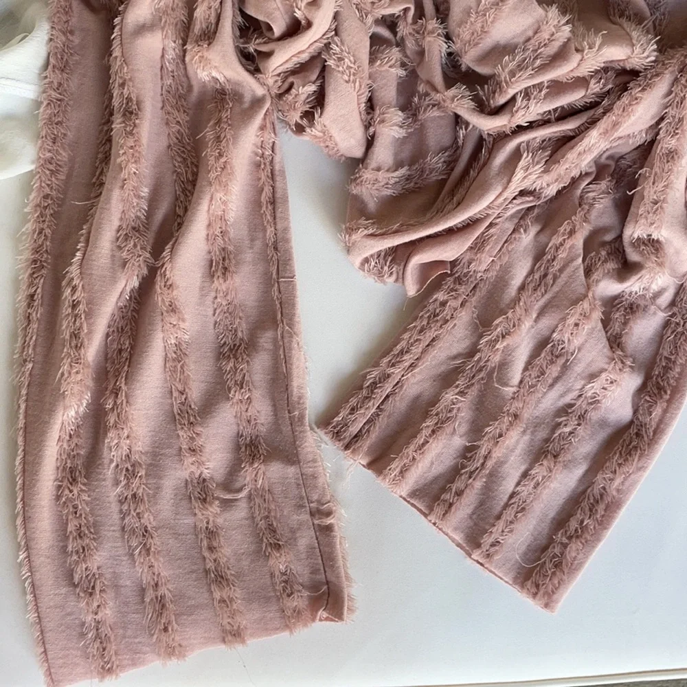 Zara Faux Fur Striped Bell Sleeve Top